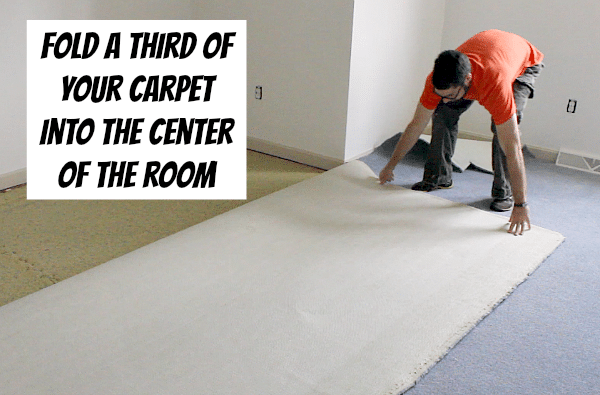 HOT TIP: Place both your hands on the utility knife while cutting carpet so that you don't cut your FINGER OFF.