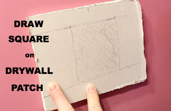 Draw square on drywall patch