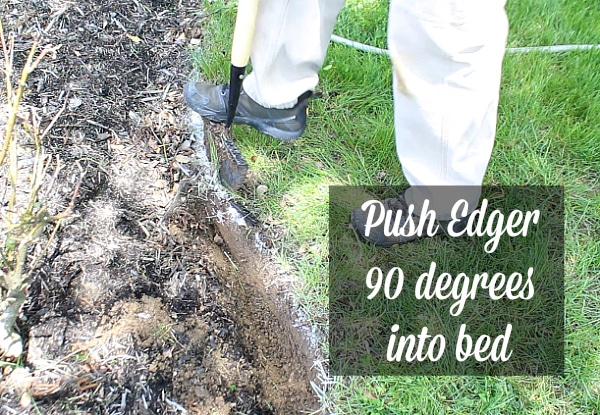 Push edger 90 degrees into bed