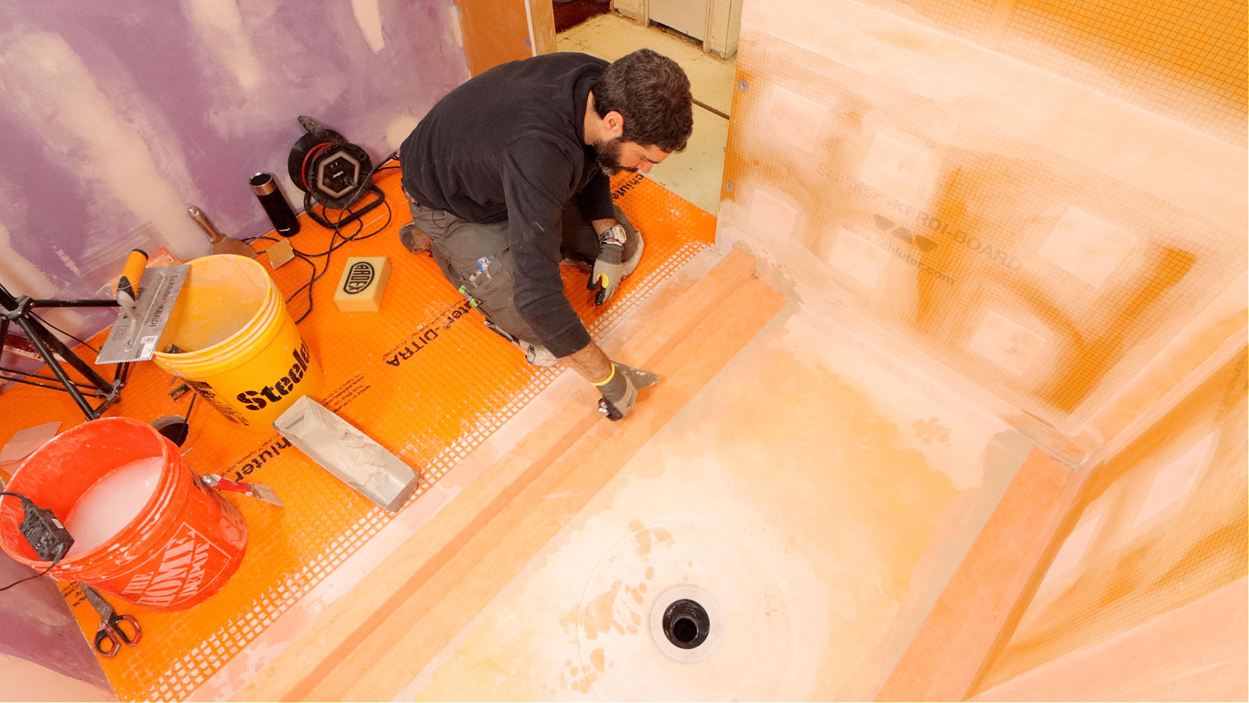 Waterproofing Curb and Shower Tray Transition (Custom Tray and Curb)