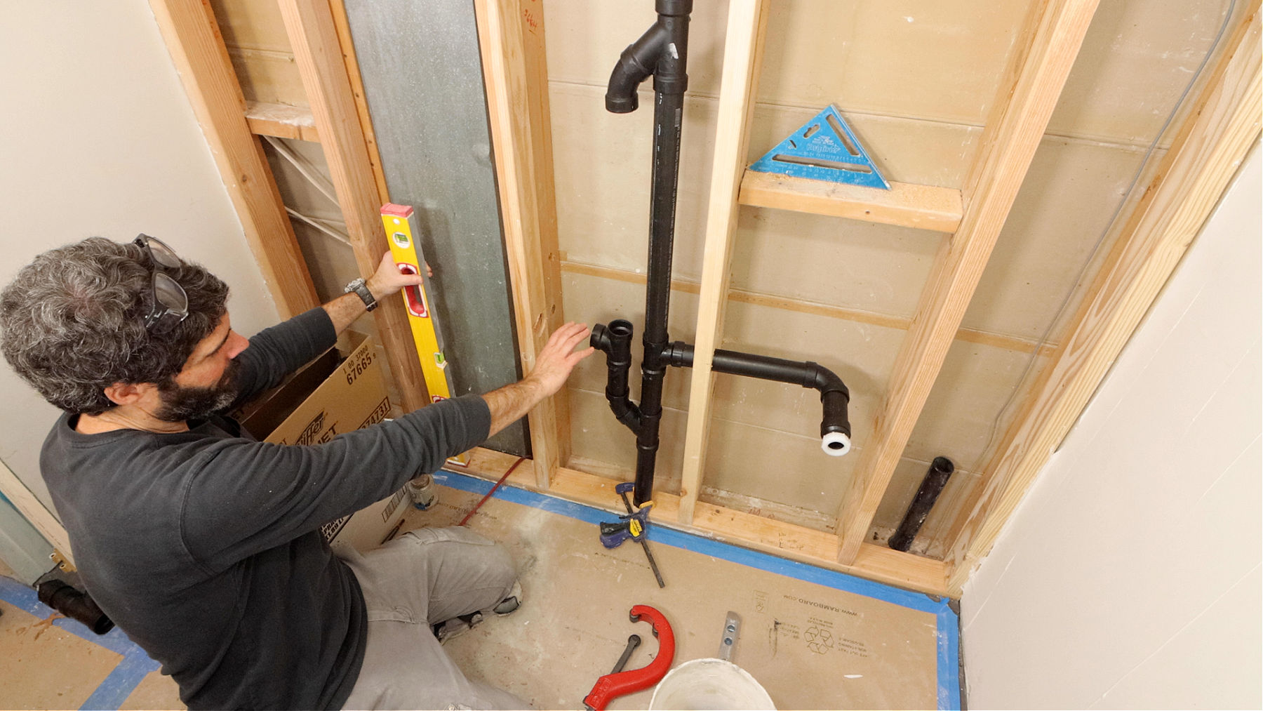 Drain and Vent Construction (Double Sink)