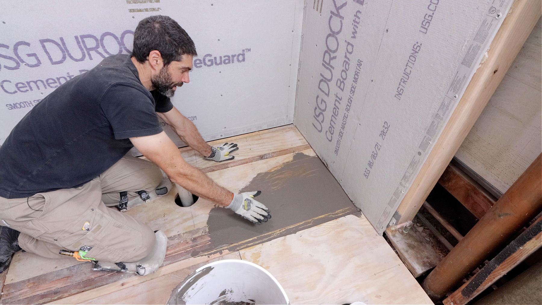 How to Feather Finish Shower Floor (Curbless Shower)