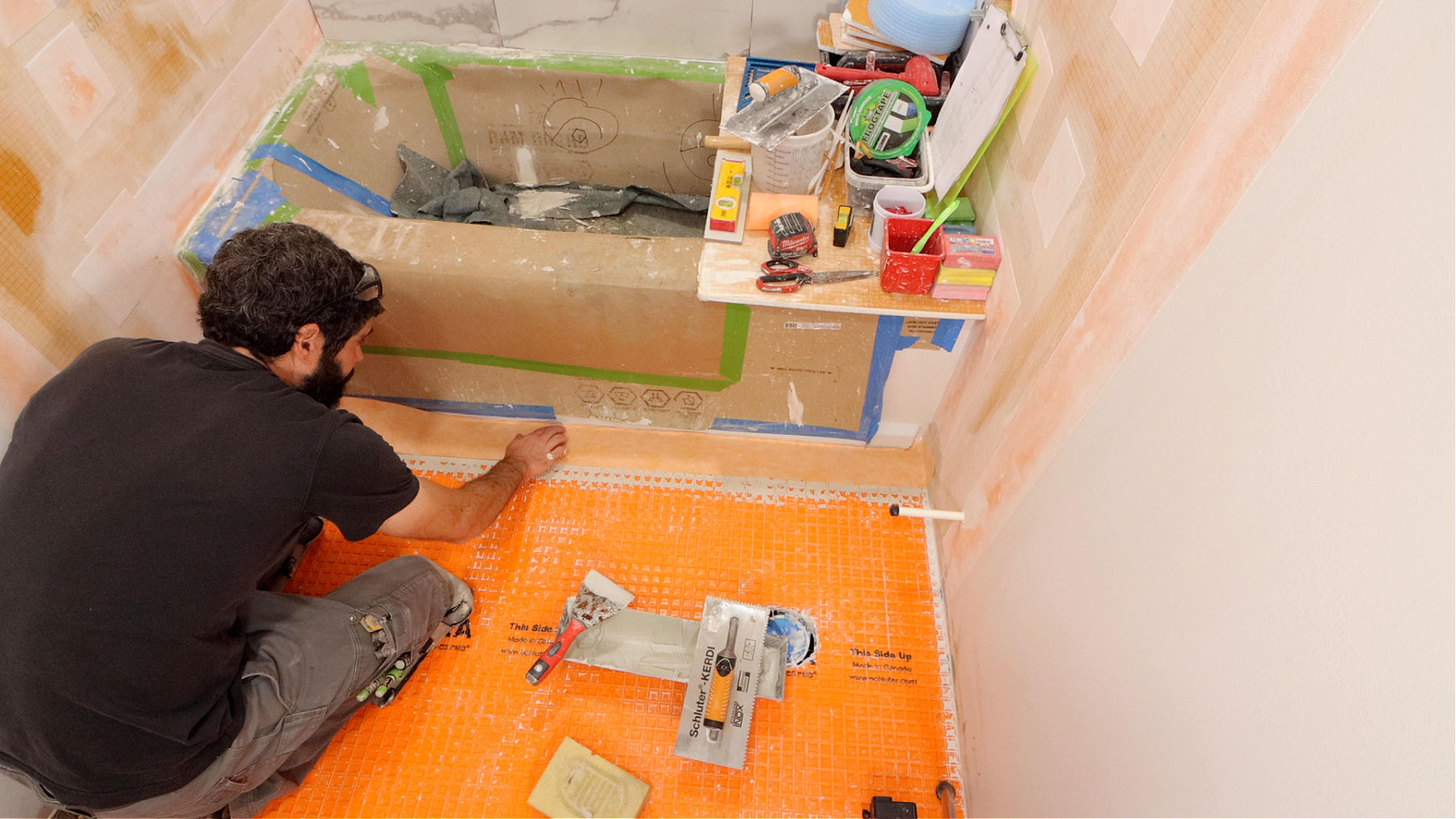 Waterproofing Tub and Wall Transitions (Schluter DITRA)