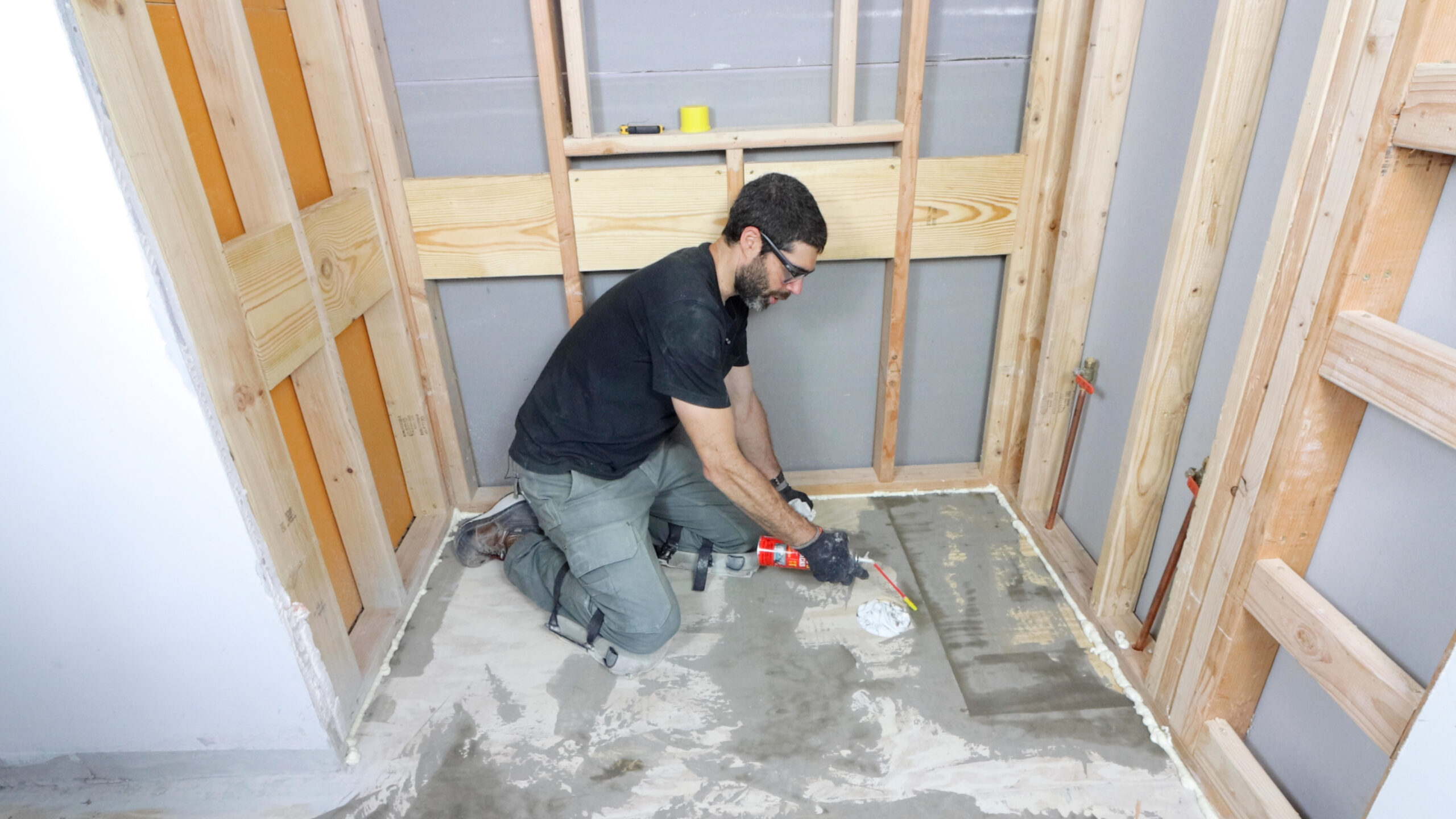 Subfloor Prep with Great Stuff