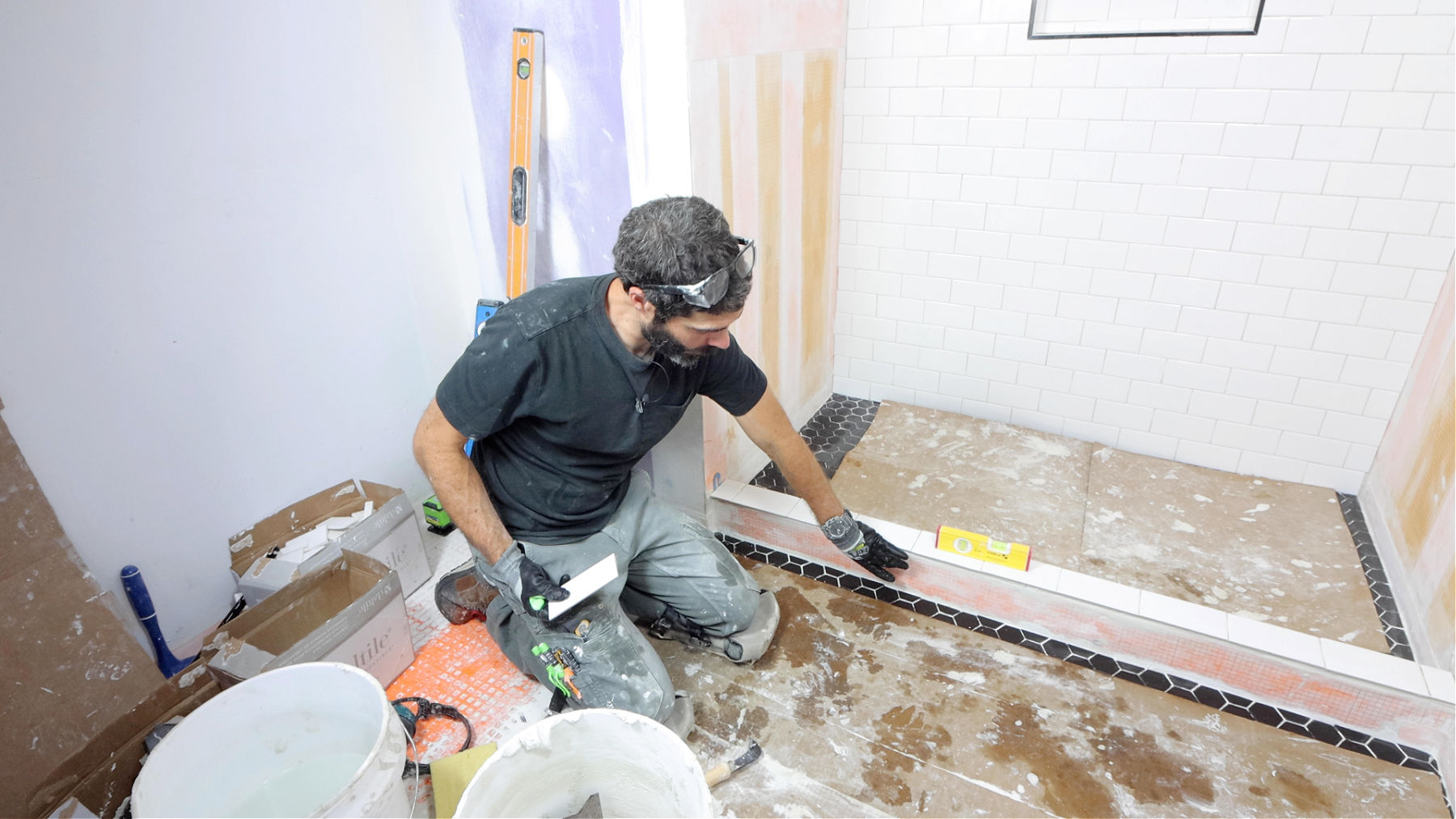 How to Tile Curb Outside Shower