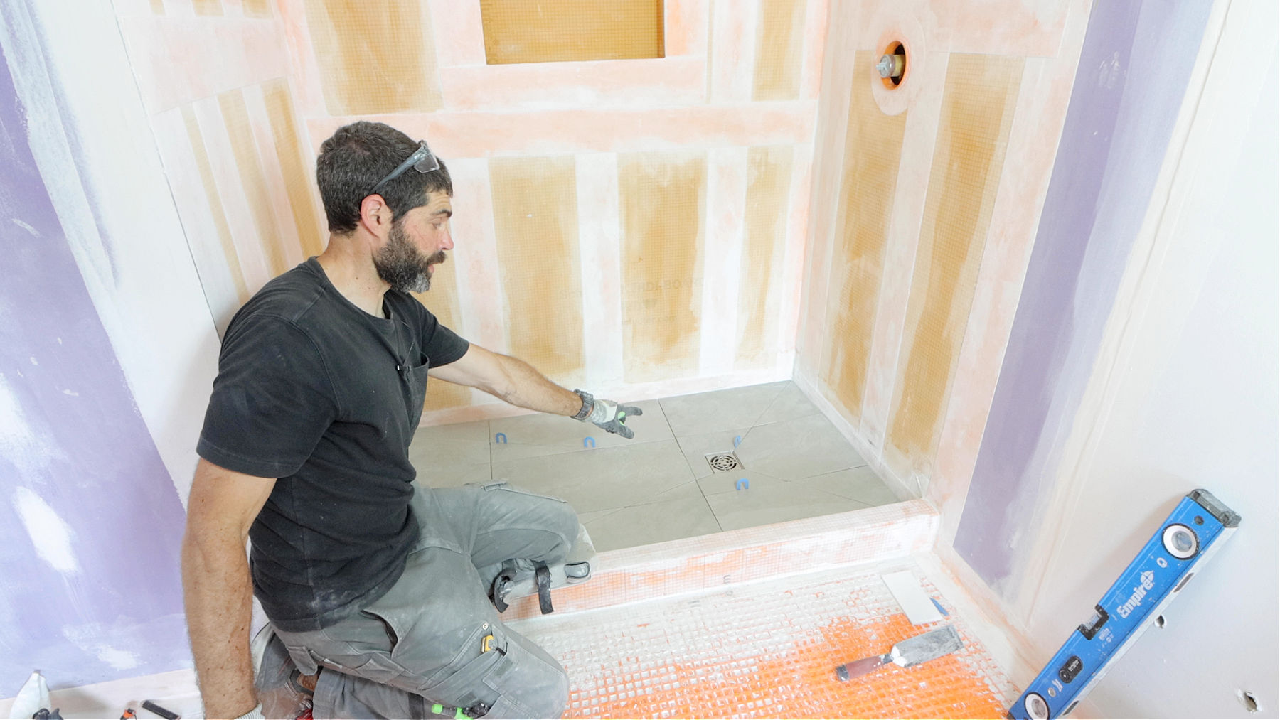 Tile Shower Floor (12×24 Porcelain)