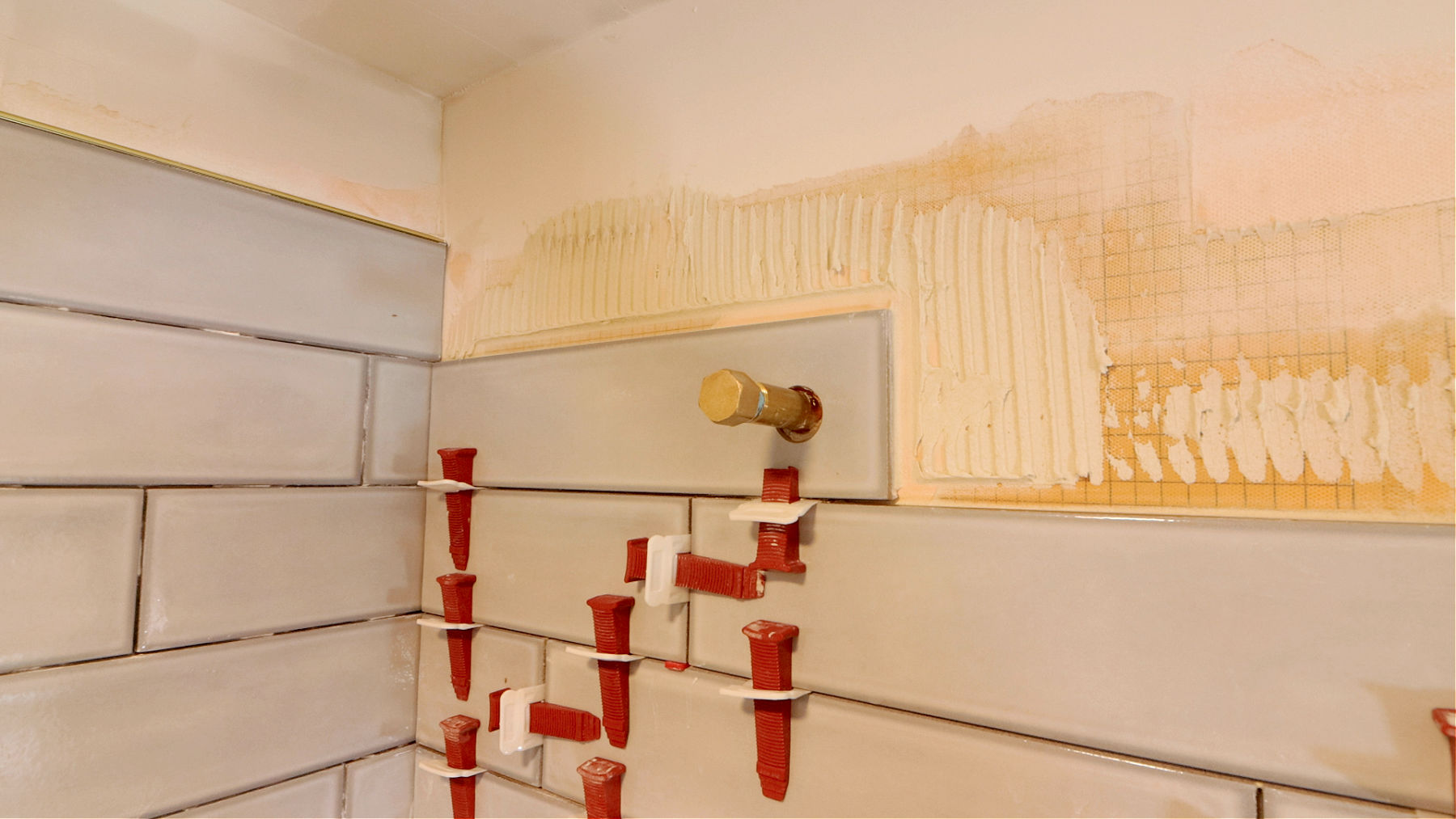 How to Tile Around Shower Arm and End Tile with Metal Profile