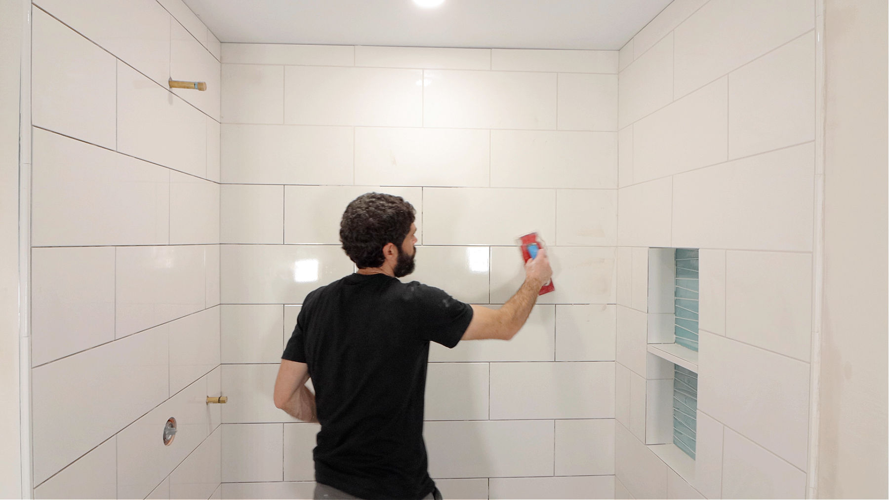 Grouting Main Wall and Plumbing Wall