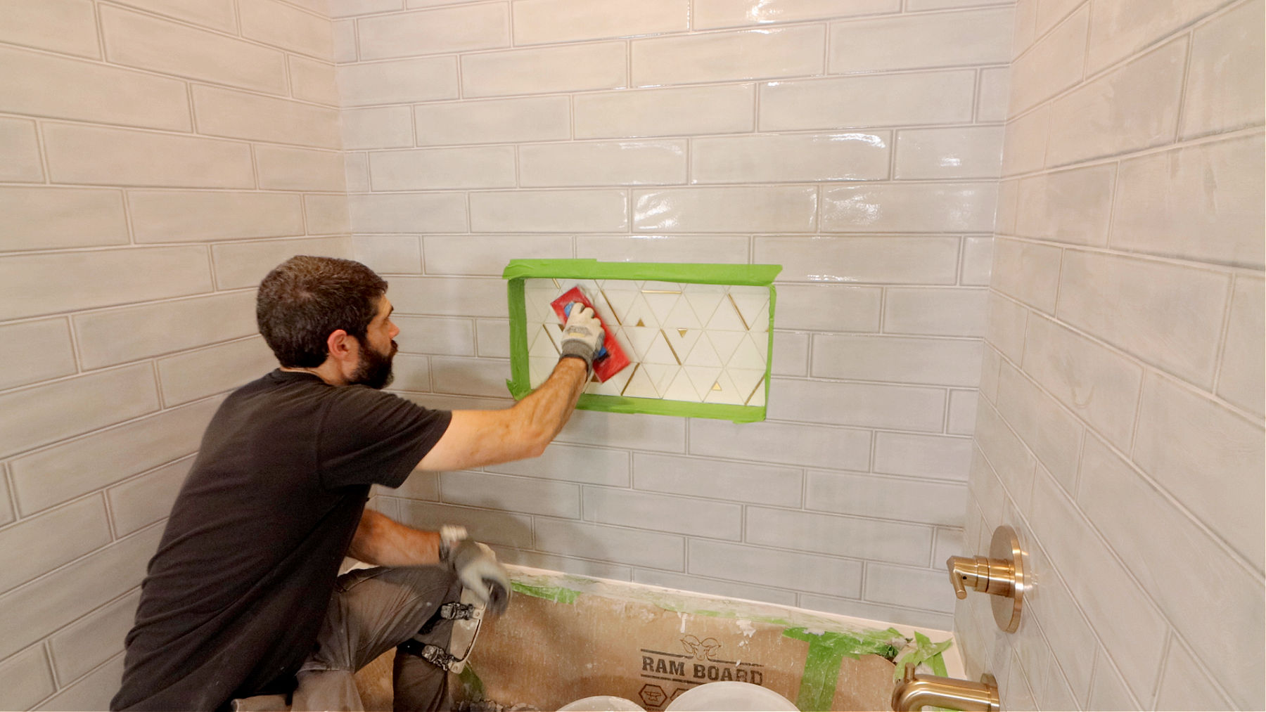 How to Grout Mosaics Inside Niche