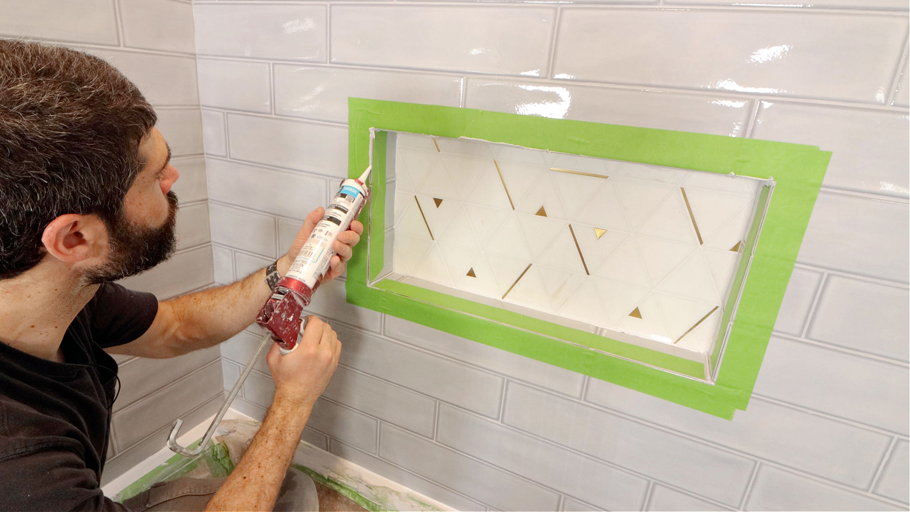 How to Caulk Shower Niche Miter Joints
