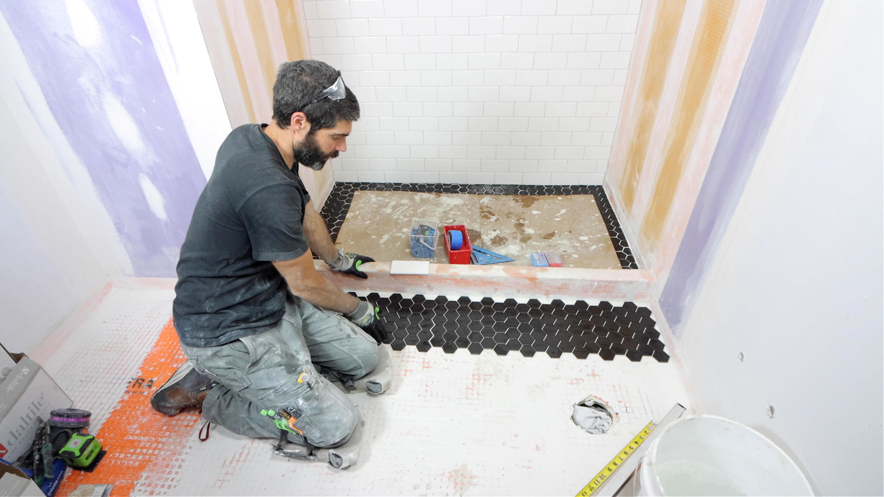 Setting Tile Floor Next to Curb