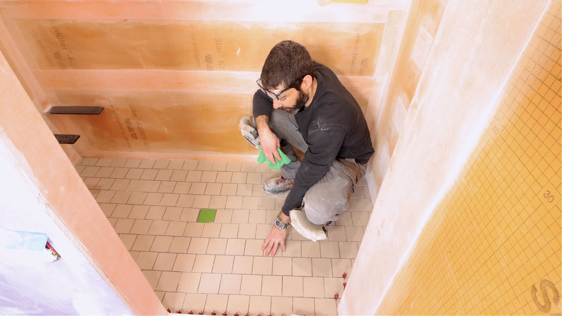 Tile Shower Floor (4 x 4 Porcelain)